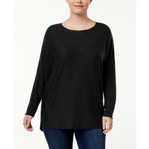 0X 3X INC Black High Low Sweater Plus Size